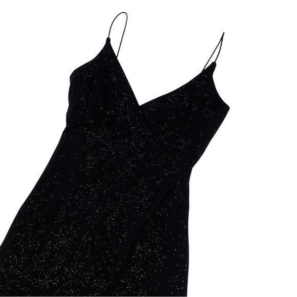 Y2K City Triangles Black Glitter Strappy Dress with Hi Lo Hemline - Picture 2 of 4
